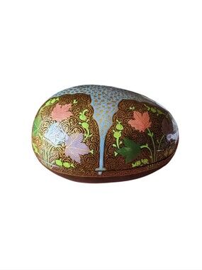 Vtg. Mystery Jewelries Egg Shaped Trinket Box